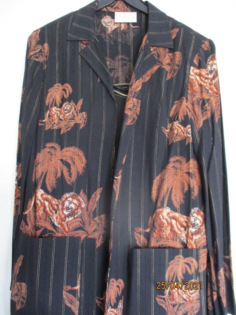 Kostuum, pantalon, jasje en topje met  print, Kostuum of Pak, Zwart, Zo goed als nieuw, Ophalen