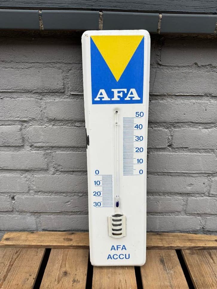 Vintage AFA Accu Buitenthermometer - Decoratief, Verzamelen, Merken en Reclamevoorwerpen, Ophalen, Reclamebord, Gebruikt, .