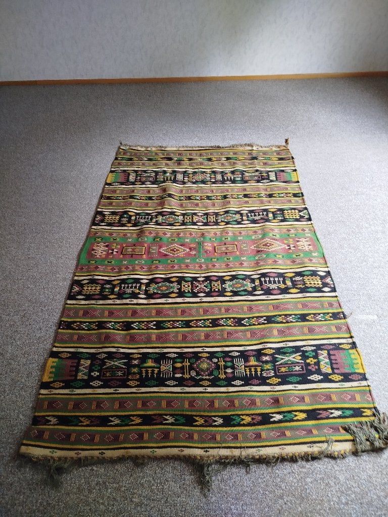 Traditioneel ambachtelijk Amazigh/Kelimtapijt-Algerije jr'60, Huis en Inrichting, Ophalen, Gebruikt, 100 tot 150 cm, 200 cm of meer