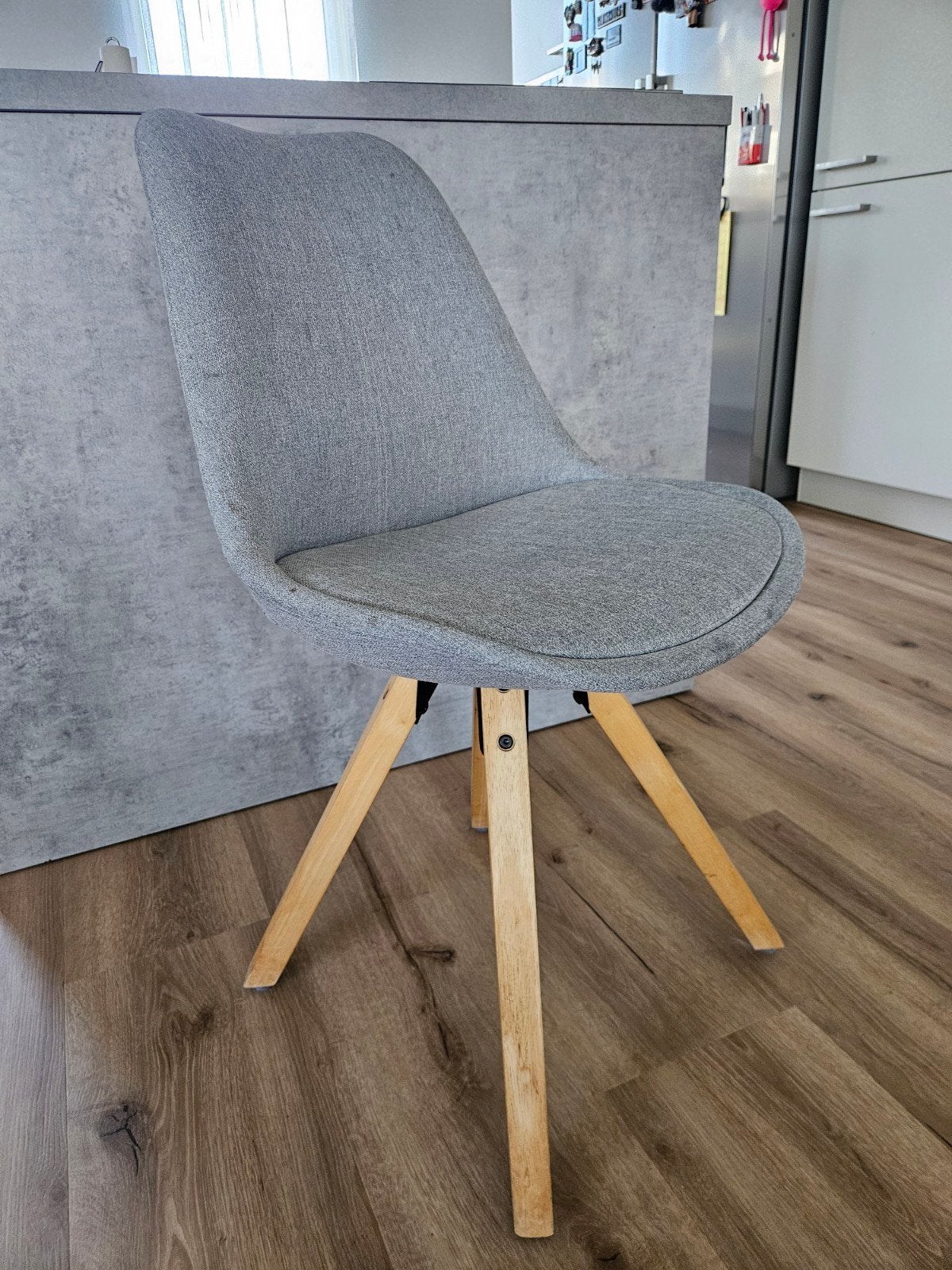 Vier eetkamerstoelen grijs, Huis en Inrichting, Stoelen, Ophalen, Gebruikt, Vier, Stof