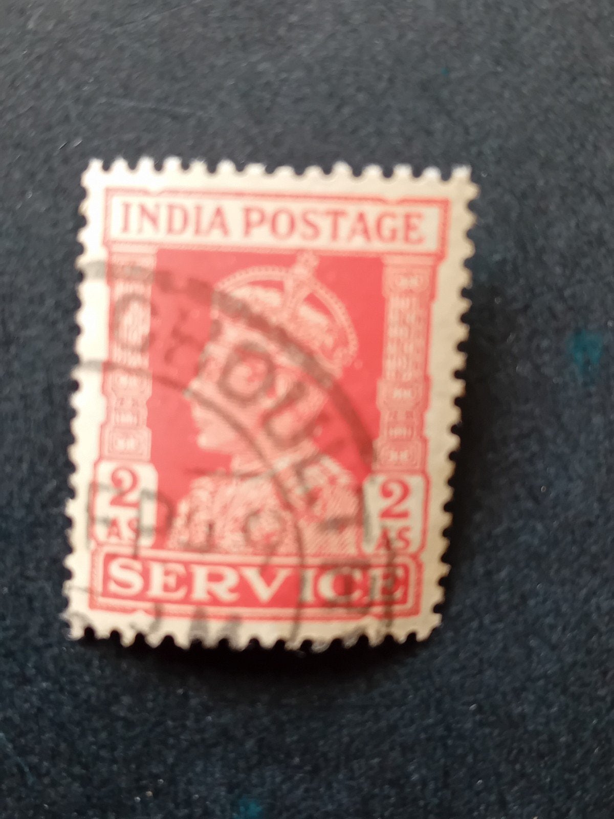 India Postzegel George V 2 Annas SERVICE Gestempeld, Ophalen of Verzenden, Gestempeld, Zuid-Azië