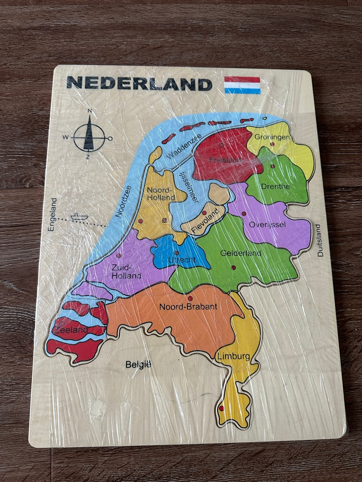 Houten Nederland Puzzel - Provincies en Wateren, Ophalen of Verzenden, Nieuw, Jongen of Meisje