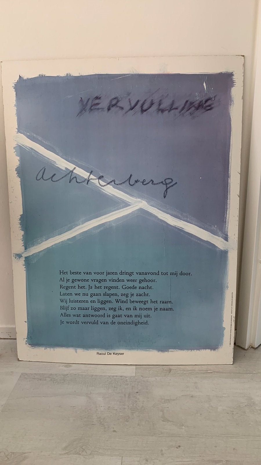 Vintage jaren 70 kartonnen poezie poster, Ophalen