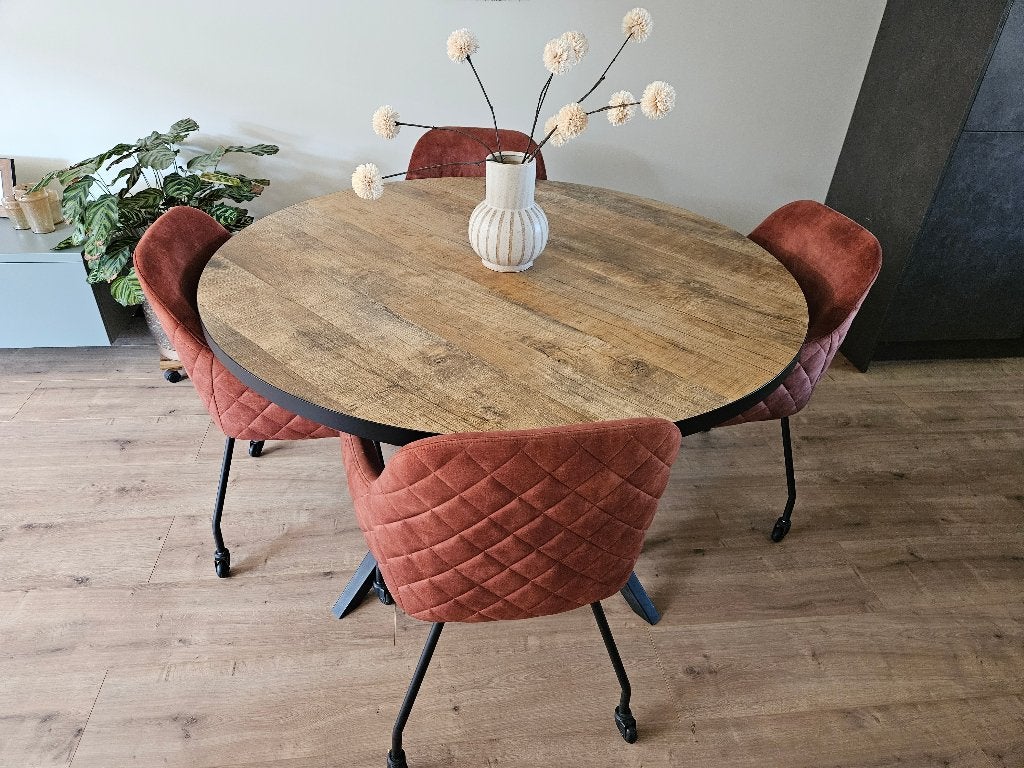 5x Eetkamerstoel Dioro - Koper (velours) - adore 126-copper, Huis en Inrichting, Stoelen, Ophalen, Stoer, landelijk, Koper, Gebruikt