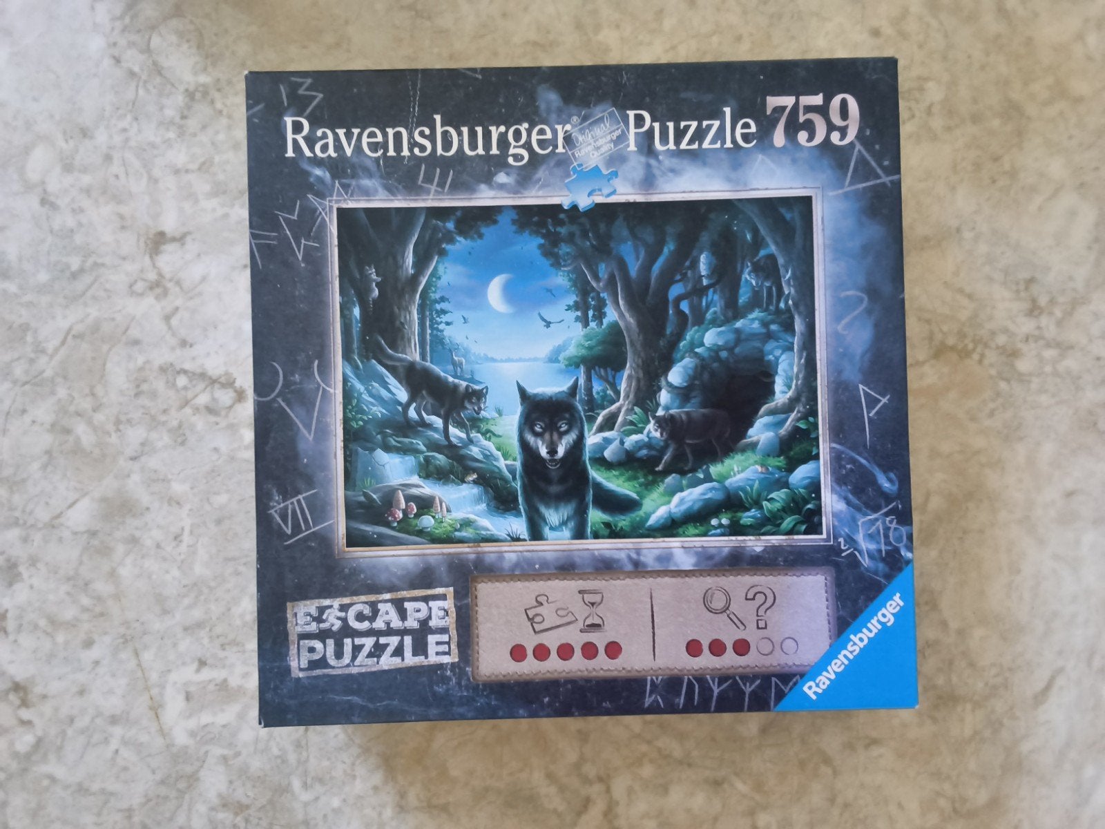 Ravensburger Escape Puzzle 759 stukjes - Wolvenbos, Ophalen of Verzenden, 500 t/m 1500 stukjes, Zo goed als nieuw, Legpuzzel