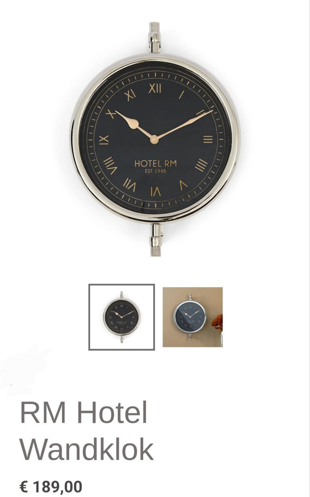 Nieuw rivièra maison hotel clock,  diverse RM klokken, Ophalen of Verzenden, Wandklok