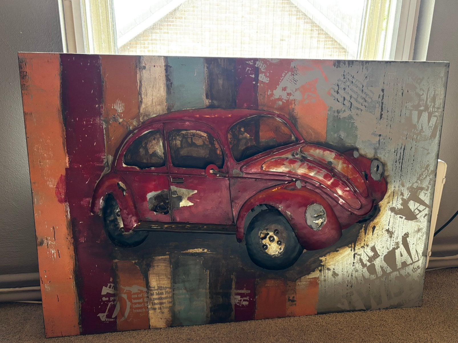 Leuke metaken wanddecoratie.VW auto, Ophalen