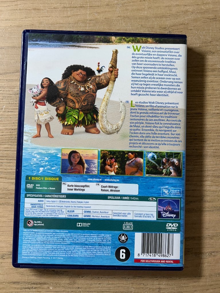 DVD Vaiana, Alle leeftijden, Ophalen of Verzenden, Zo goed als nieuw