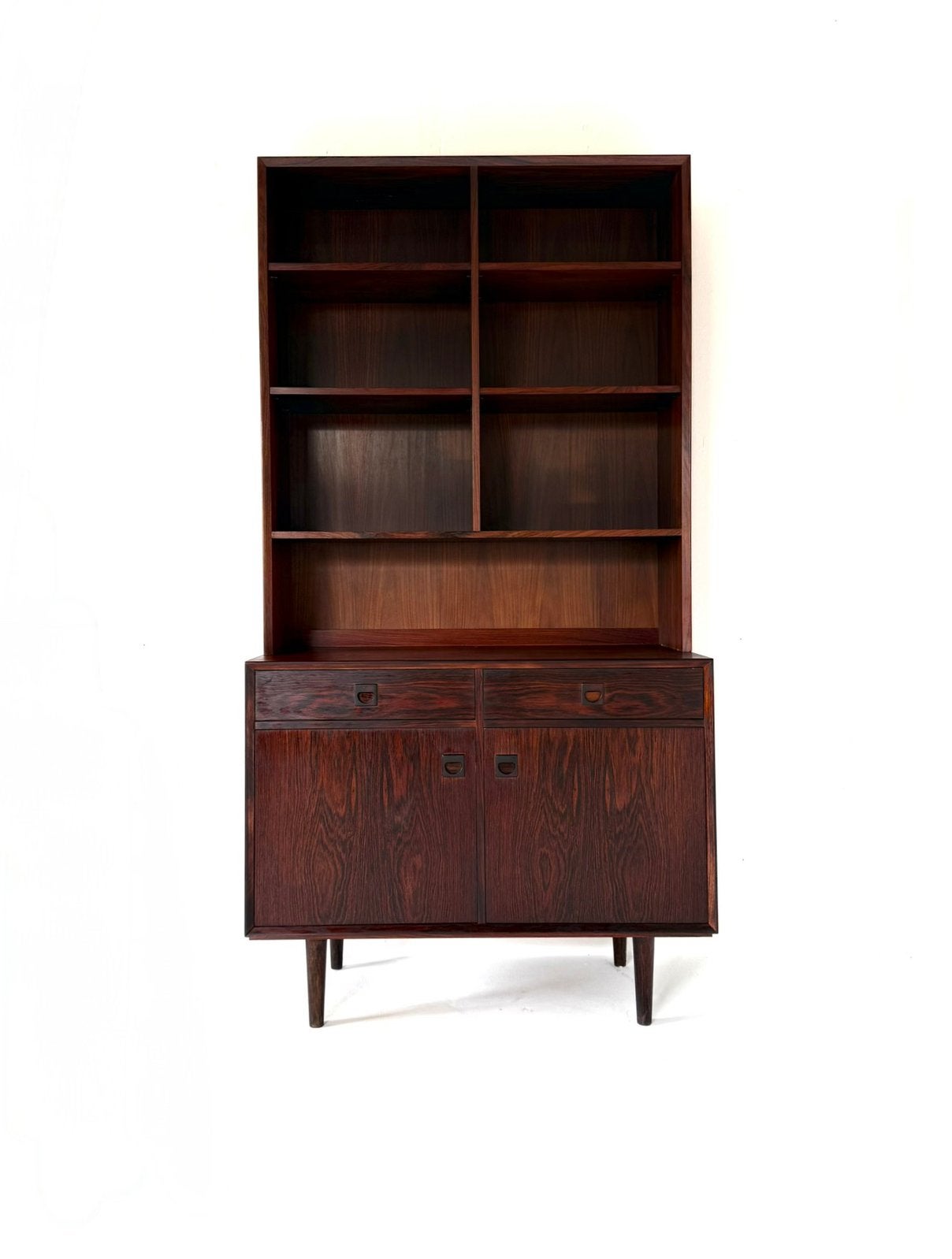 Vintage Palissander boekenkast, Brouer Møbelfabrik ‘60, Overige houtsoorten, Met deur(en), Vintage retro buisframe design rotan webbing papercord deens