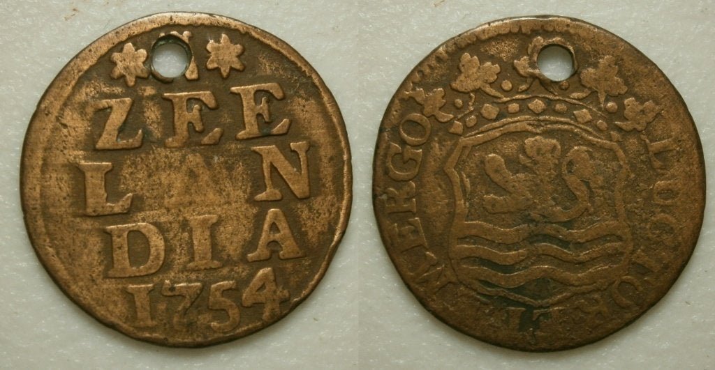 PD11532 Zeeland Duit 1754, Ophalen of Verzenden, Vóór koninkrijk, 1 cent, Losse munt