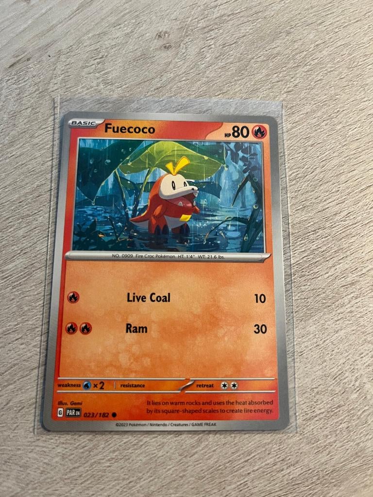 Fuecoco 023/182 Paradox Rift - Pokémon Kaart, Ophalen of Verzenden, Nieuw, Losse kaart