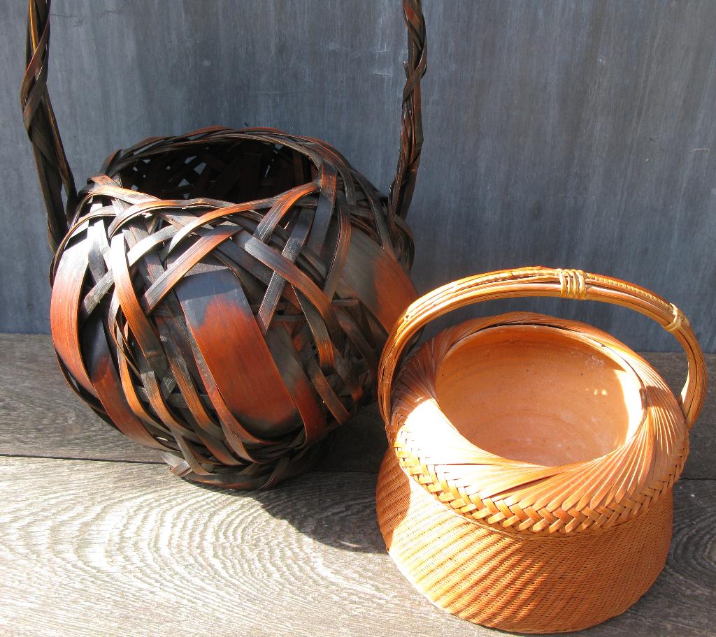 JAPAN 2 MANDEN /BASKETS IKEBANA BAMBOE, Ophalen of Verzenden