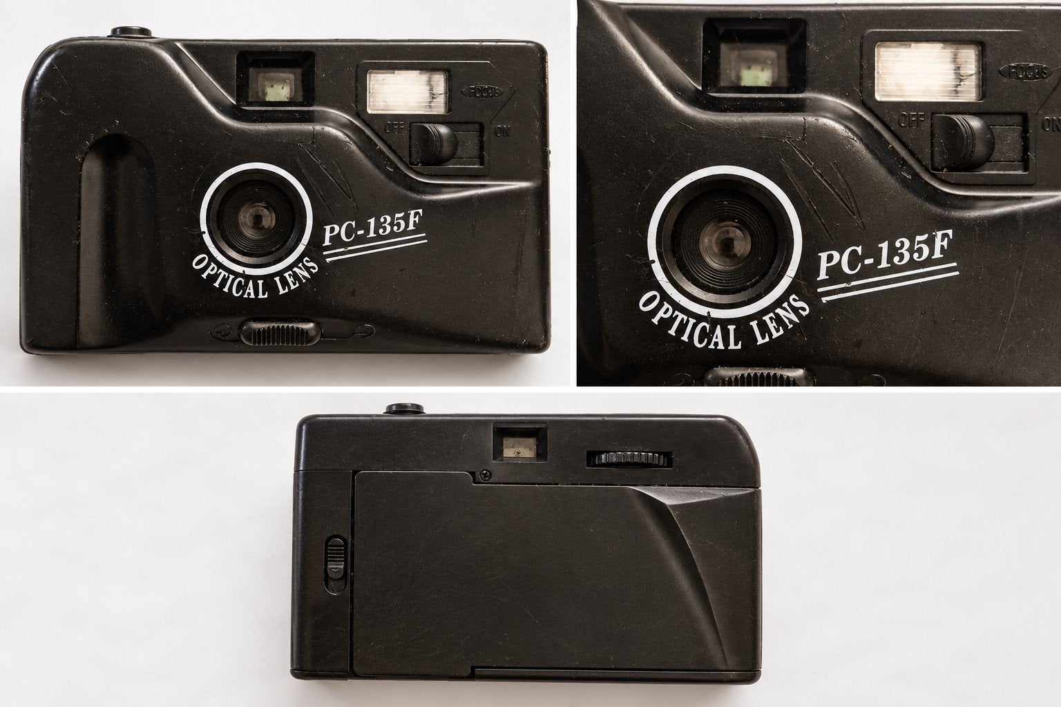 Vintage analoge fotocamera PC-135F zwart – retro camera, Ophalen of Verzenden, Gebruikt, Compact, Overige Merken