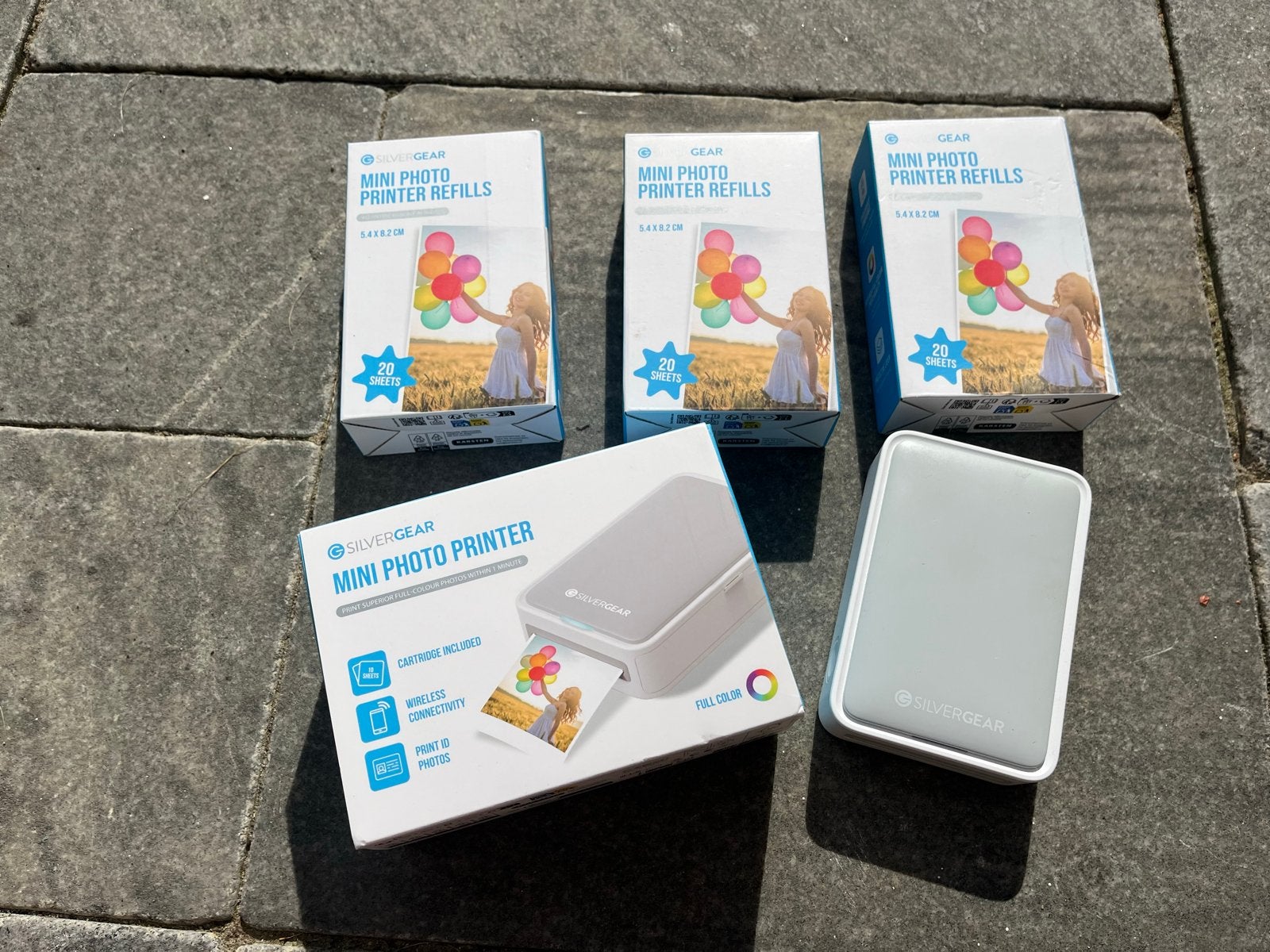 Silvergear mini fotoprinter met 60 fotovellen, Ophalen, Fotoprinter, Kleur printen, Zo goed als nieuw