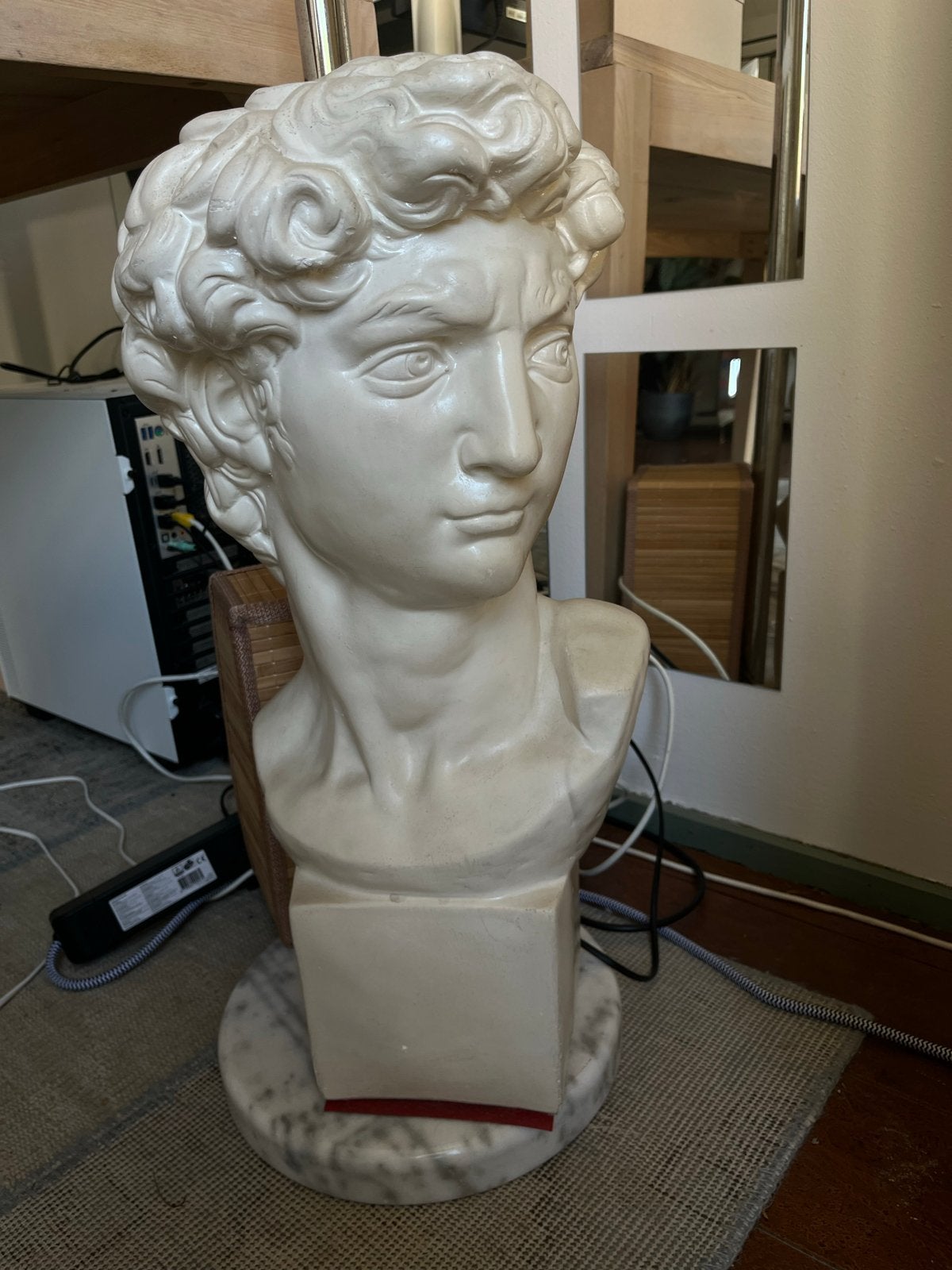 Buste van David op marmeren sokkel, Antiek en Kunst, Ophalen, Gips, Buste, 50 - 100 cm