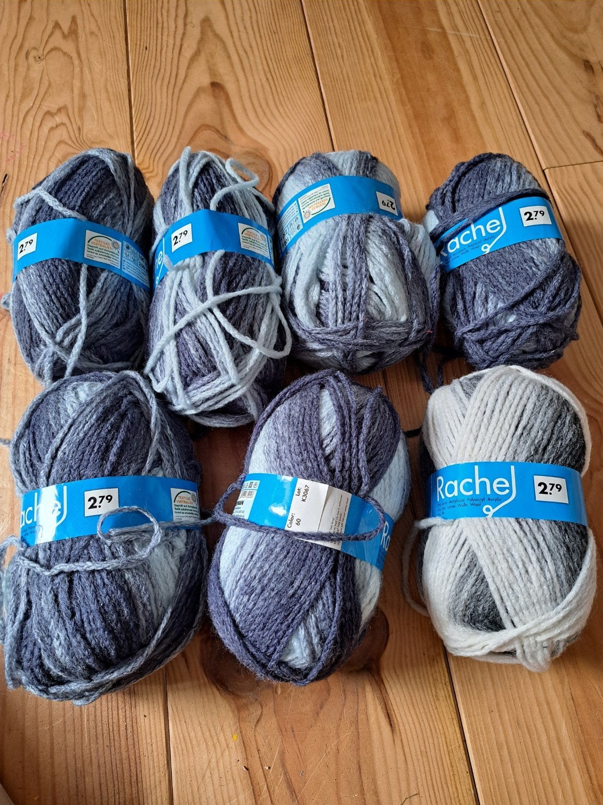 7 bollen Rachel wol/acryl (6x kleur 60, 1x kleur 01), Ophalen of Verzenden