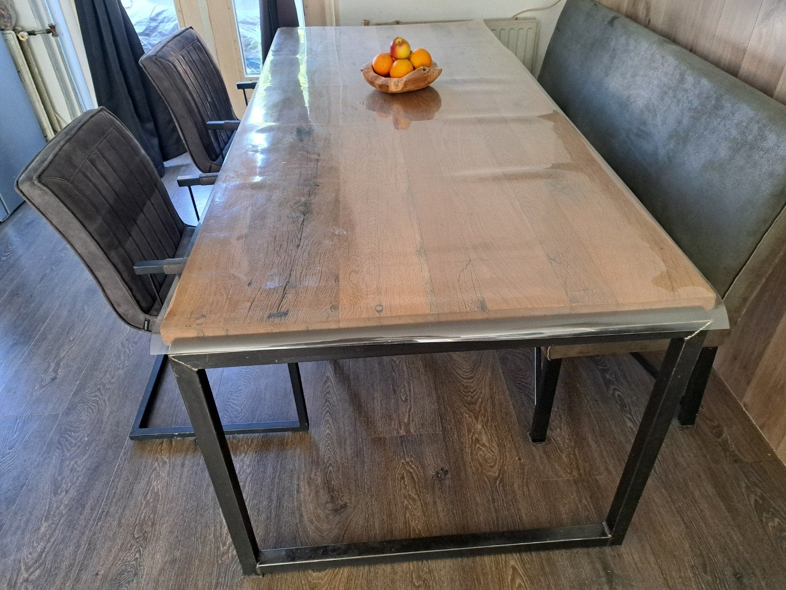 Eettafel oud treinwagon hout, Huis en Inrichting, Kunststof, 200 cm of meer, Rechthoekig, 50 tot 100 cm