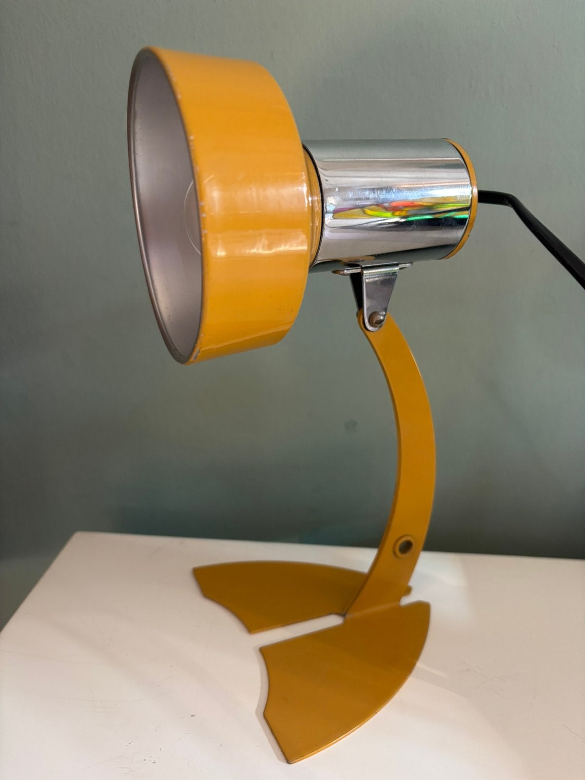 Vintage Maxam (Duck) tafellamp mosterd geel, Met schakelaar, Bureaulamp, Gebruikt, Overige merken