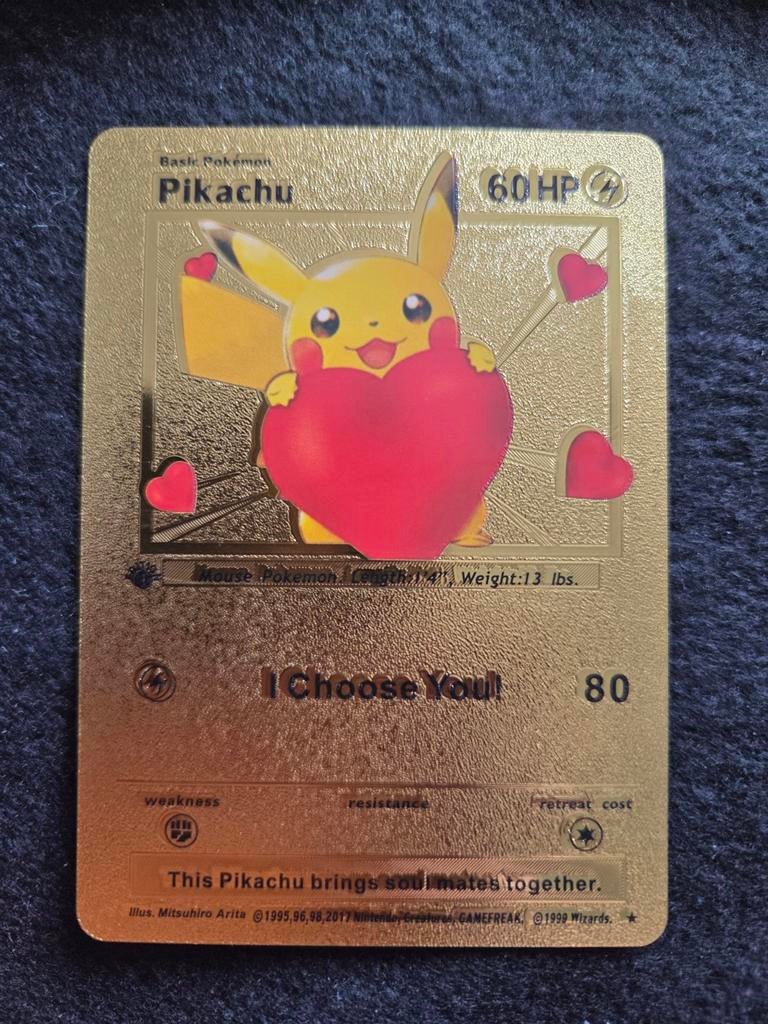 Gouden Pikachu Pokémon Kaart - I Choose You!, Ophalen of Verzenden, Zo goed als nieuw, Losse kaart
