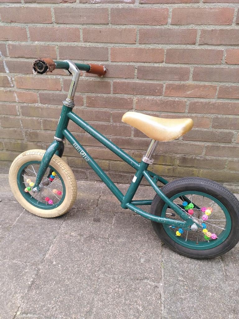 Groene loopfiets, Fietsen en Brommers, Fietsen | Kinderfietsjes, Ophalen, Gebruikt, Minder dan 16 inch, Rebel Kidz