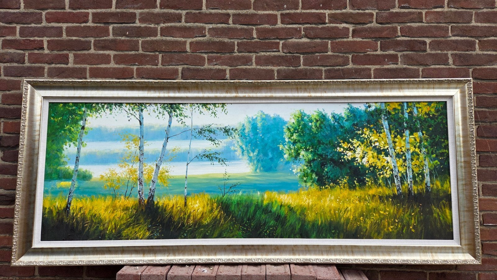 Prachtige schilderij olie verf 198 x 80, Antiek en Kunst, Ophalen of Verzenden