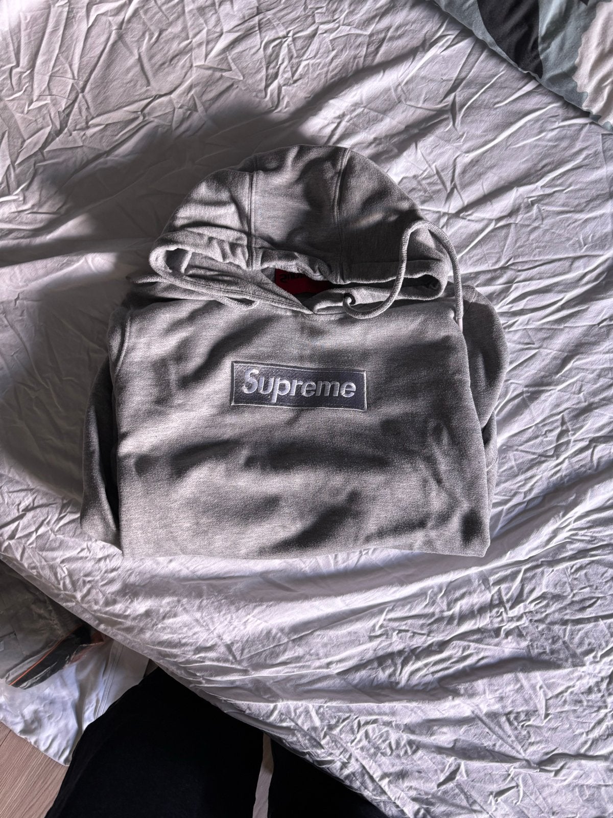 Supreme Box Logo Hoodie Grijs Maat M, Ophalen of Verzenden, Gedragen, Maat 48/50 (M), Grijs