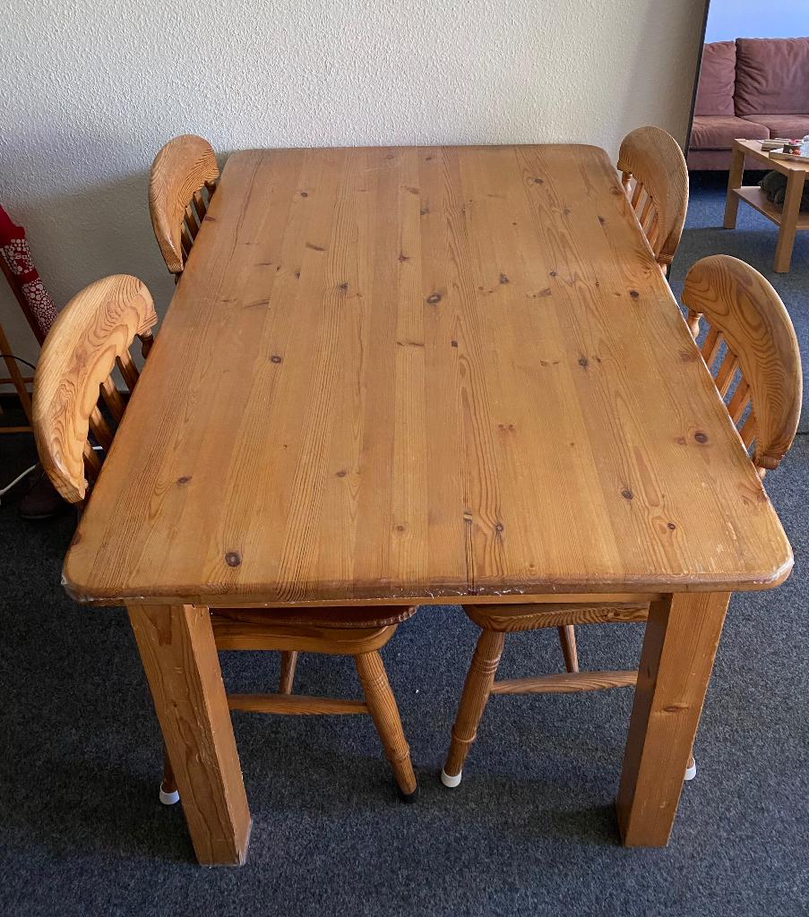 Eettafel 130Lx90Bx80H + Stoelen, Huis en Inrichting, Tafels | Eettafels, Ophalen, Gebruikt, 100 tot 150 cm, 50 tot 100 cm