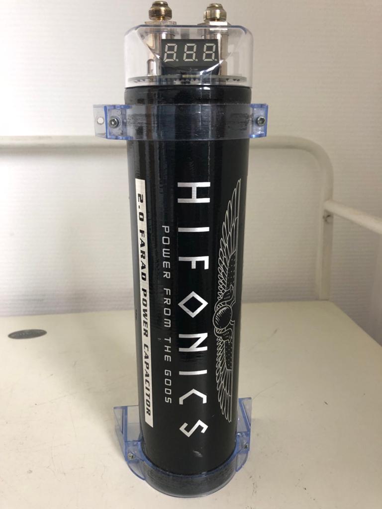 Hifonics 2.0 Farad Power Condensator met Voltmeter, Auto diversen, Ophalen of Verzenden, Zo goed als nieuw
