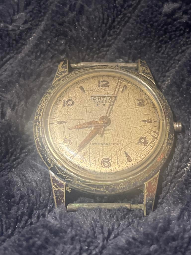 Pontiac Nageur 3 Sterren Antimagnetique Swiss Made Horloge, Overige merken, Gebruikt, Staal, Polshorloge