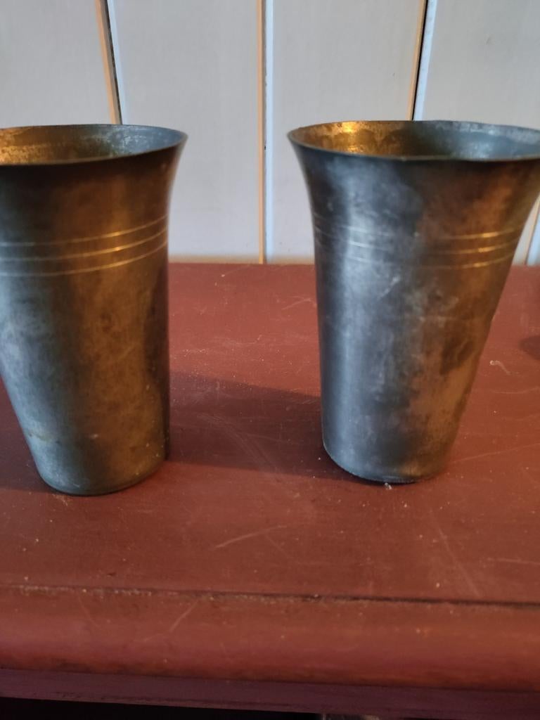 Tinnen bekers/ vaasjes, Antiek en Kunst, Antiek | Tin, Ophalen of Verzenden