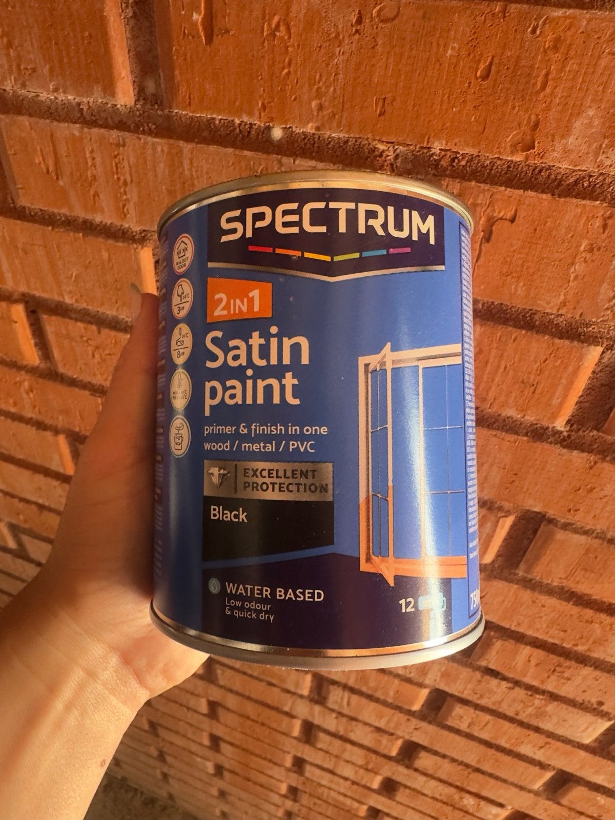 Spectrum 2-in-1 Satijnverf Zwart - Primer & Lak in één, Doe-het-zelf en Verbouw, Zwart, Nieuw, Ophalen of Verzenden, Verf
