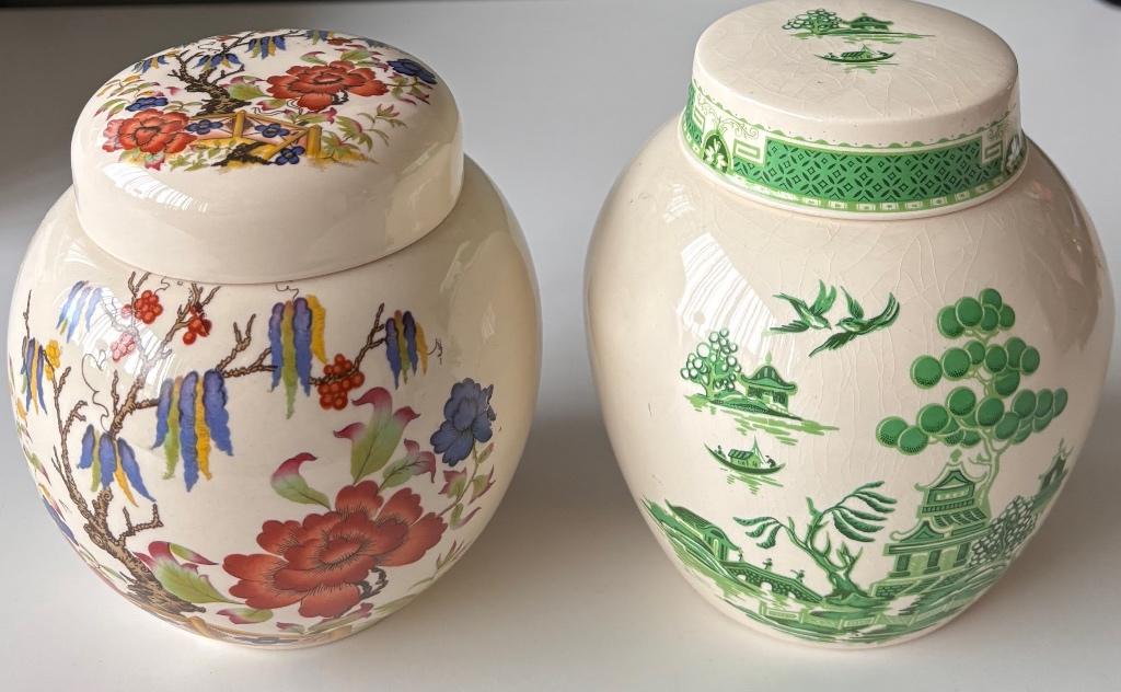2x Vintage Engelse Gemberpot - Handgeschilderd, Ophalen of Verzenden