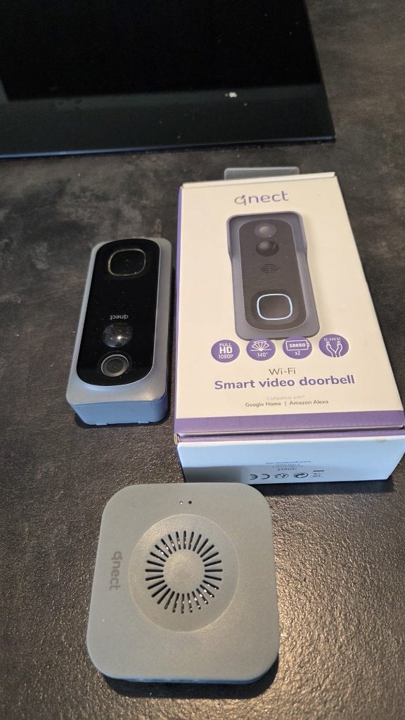 Qnect WiFi Smart Video Deurbel + Gong – Full HD 1080p, Ophalen of Verzenden, Ingebouwde camera, Gebruikt, Draadloos