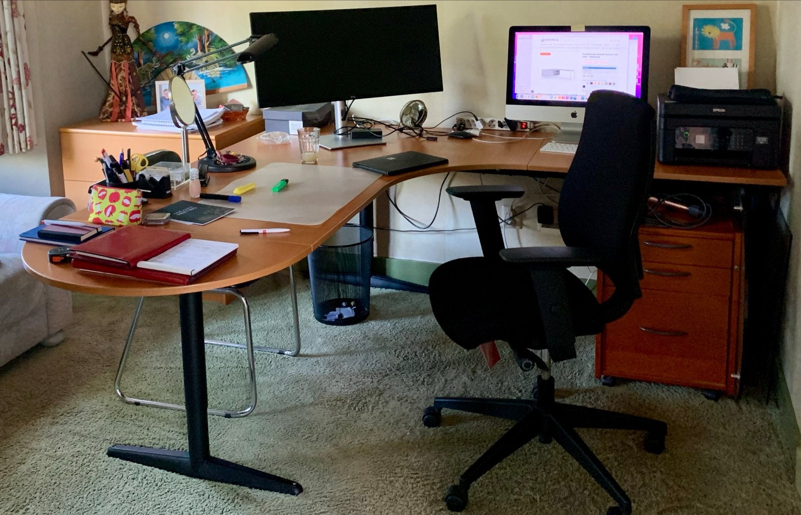 IKEA hoekbureau 200x200, in hoogte verstelbaar, Ophalen, Demontabel, Gebruikt, Hout