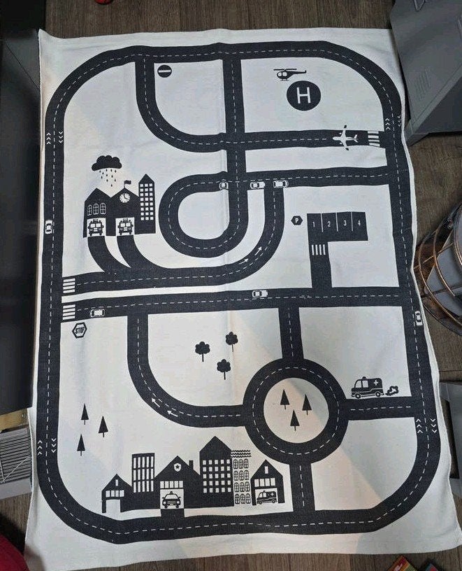 Super tof auto speelkleed zwart wit /creme h&m home, Ophalen of Verzenden, Zo goed als nieuw