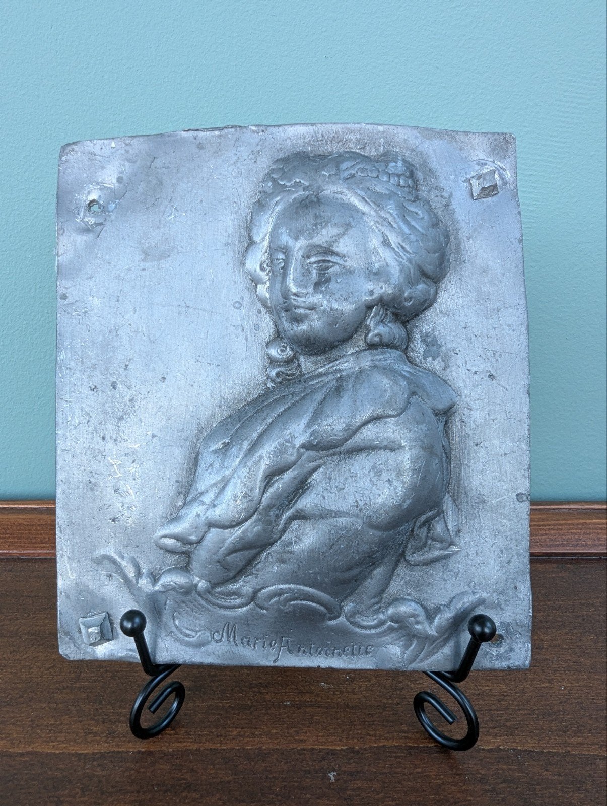 Antieke loden plaquette Marie Antoinette,  bas-reliëf., Ophalen of Verzenden