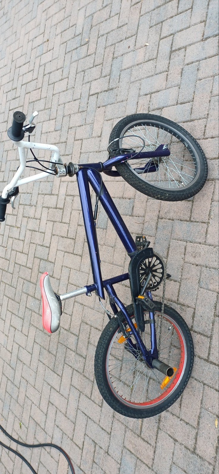 BMX fiets, blauw, 20 inch, met voetsteunen, Ophalen, Staal, Voetsteunen, 16 tot 20 inch