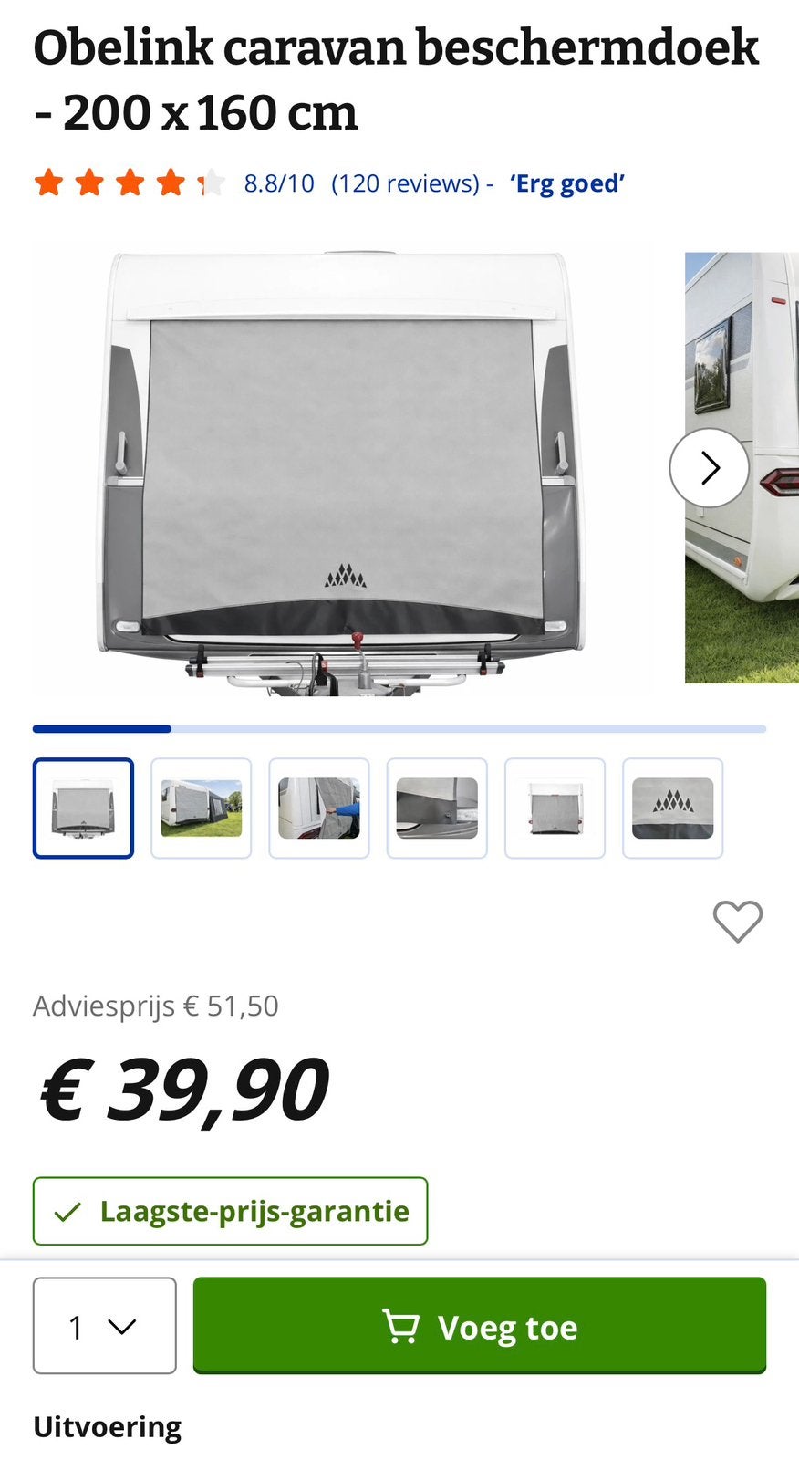 Obelink caravan beschermdoek - 200 x 160 cm, Ophalen of Verzenden, Zo goed als nieuw
