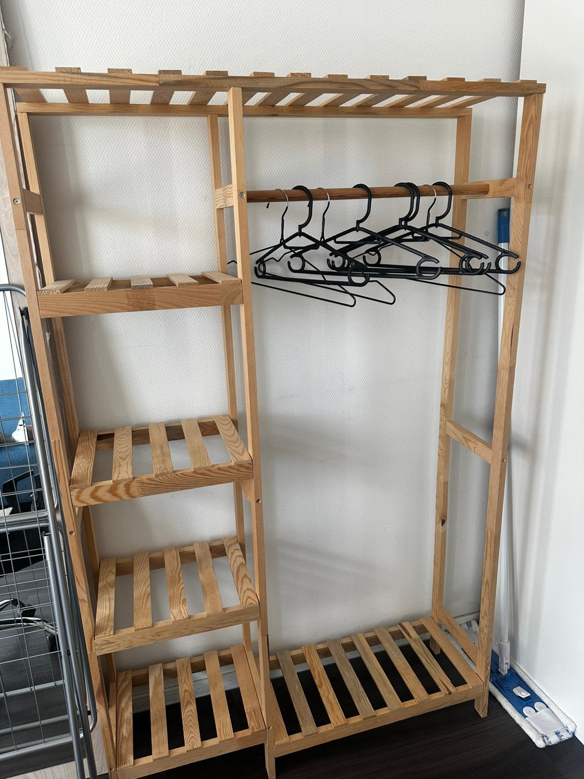Wooden Clothes Rack with Shelves, Ophalen, Zo goed als nieuw