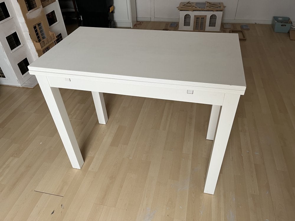 Ikea Bjursta uitschuifbare eettafel wit 90x50x74 of 90x90x74, Huis en Inrichting, Tafels | Eettafels, Ophalen, Gebruikt, 50 tot 100 cm