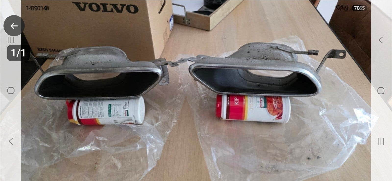 Volvo uitlaatsierstukken - Set van twee originele Volvo uitl, Auto-onderdelen, Ophalen of Verzenden, Gebruikt, Volvo