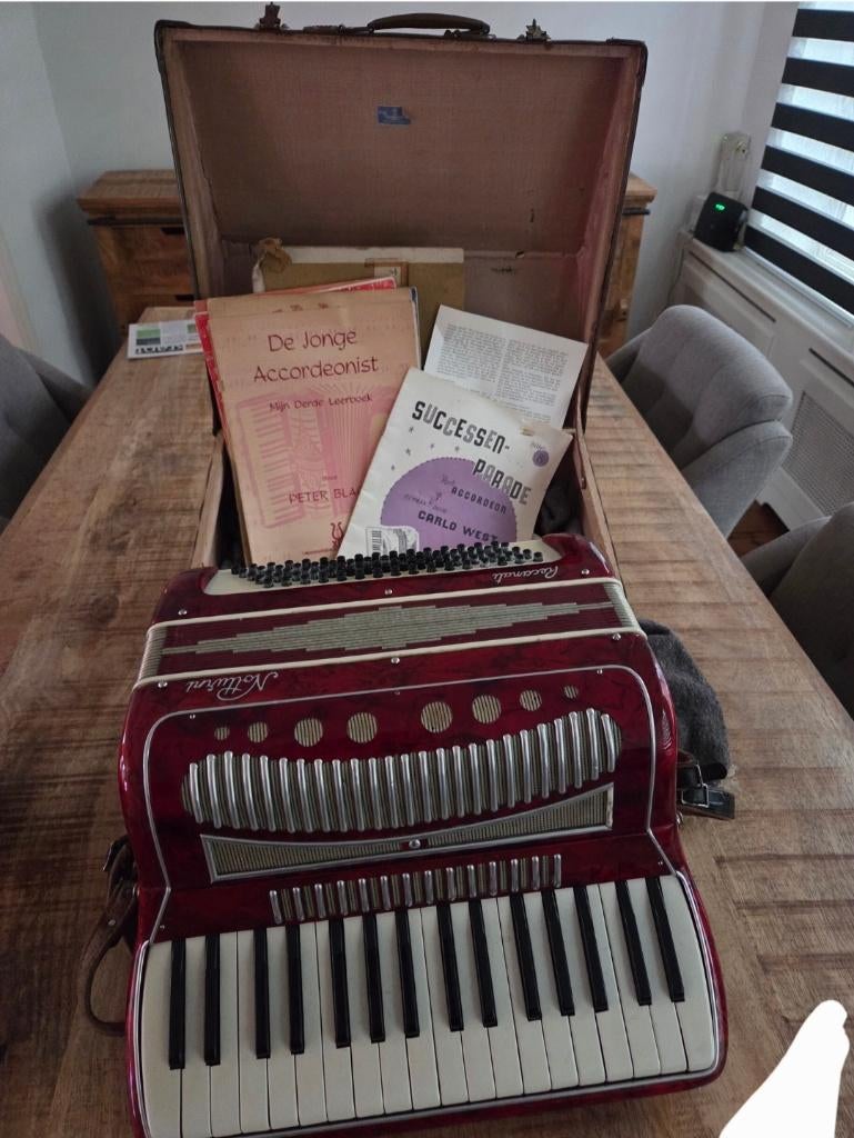 Accordeon in koffer met boeken, Ophalen, Overige merken, Met koffer