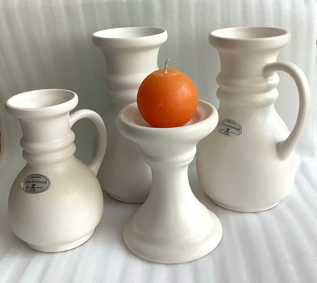 FLORIS MEYDAM - 4 items wit plateel, FLORA KERAMIEK, Ophalen of Verzenden