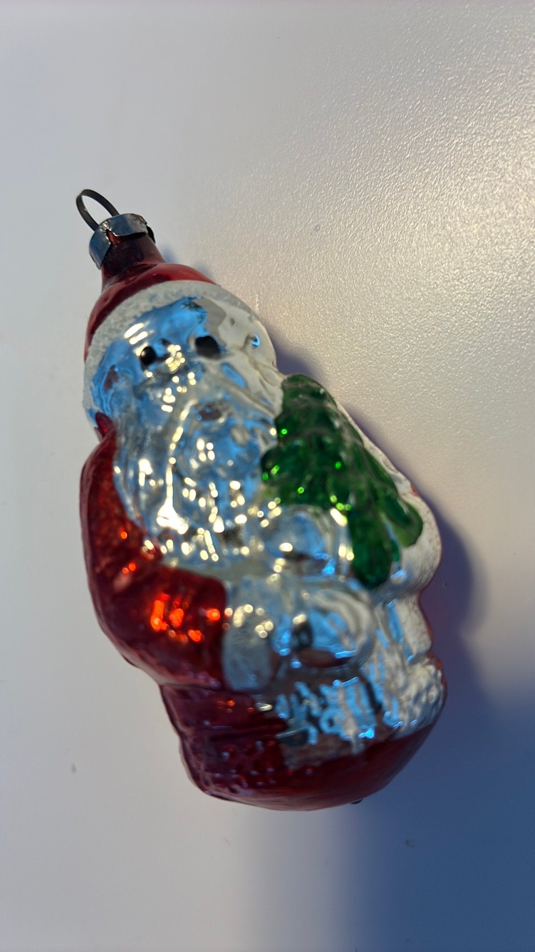 Vintage antieke kerstbal, kerstman rood, Ophalen of Verzenden, Zo goed als nieuw