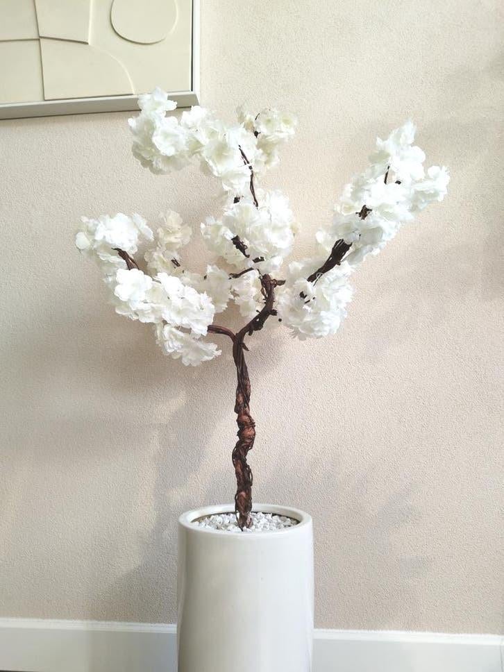 Japanse Bloesem Boom Bloesemboom Wit + Hoge pot 110cm, Huis en Inrichting, Woonaccessoires | Kunstplanten en Kunstbloemen, Ophalen
