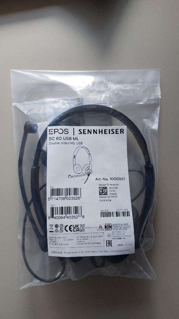 Headset Sennheiser EPOS SC60 USB ML, Computers en Software, Headsets, Nieuw, On-ear, Ophalen of Verzenden, EPOS (Sennheiser)