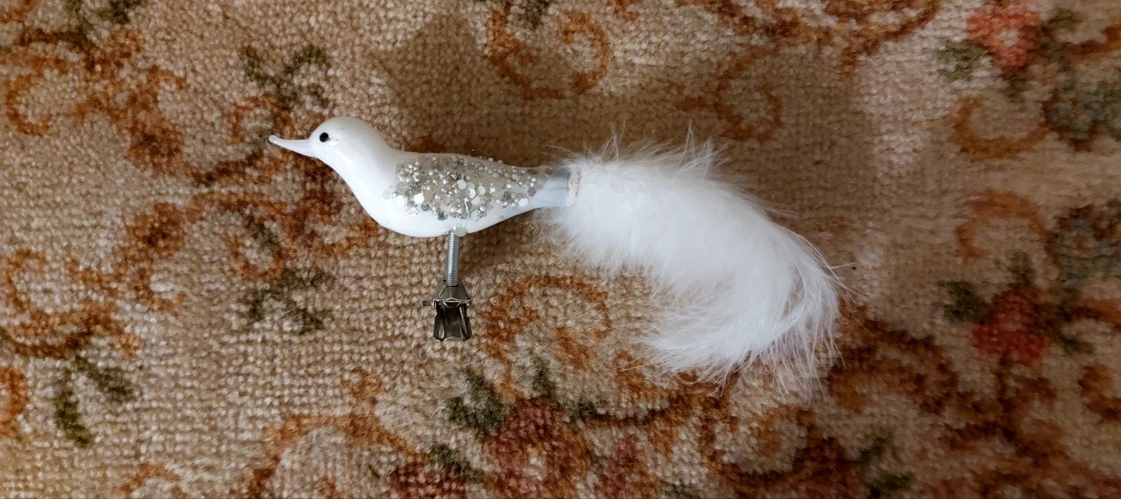 Vintage kerstornament op knijper  mondgeblazen glazen vogelt, Diversen, Kerst, Ophalen of Verzenden