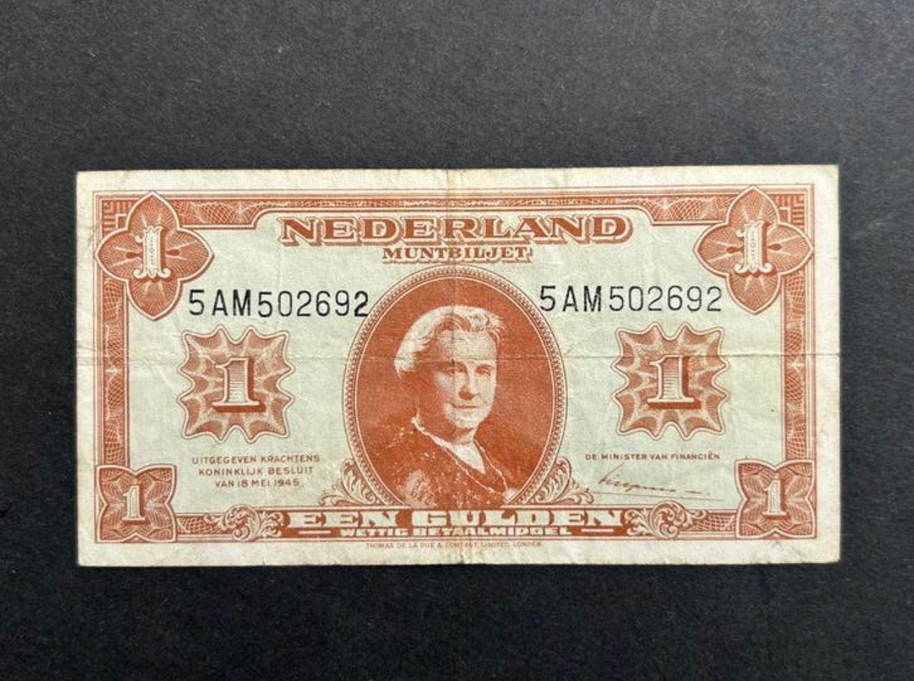 1 Gulden Muntbiljet, 1945, Postzegels en Munten, Bankbiljetten | Nederland, Ophalen of Verzenden