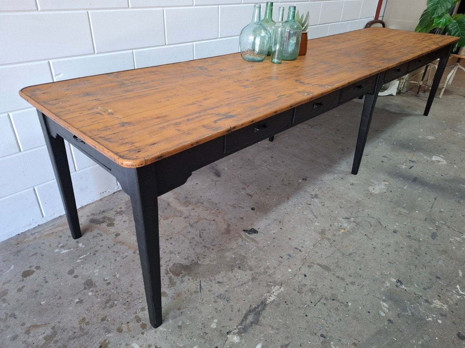 XXL Antieke/vintage kloostertafel, 352 cm lange tafel, Huis en Inrichting, Gebruikt, 200 cm of meer, Vijf personen of meer, Rechthoekig