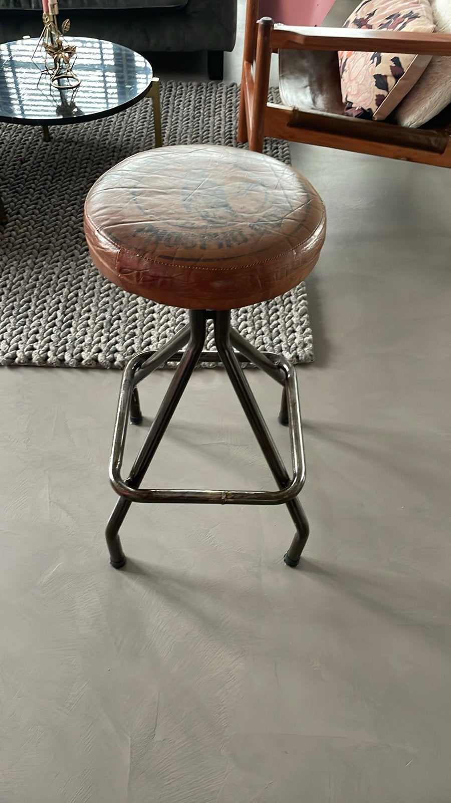 Kruk van loods 5 cognac kleur leer, 70 cm hoog, Ophalen of Verzenden, Gebruikt, Overige materialen